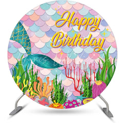 Lofaris Mermaid Colorful Scale Round Backdrop For Birthday