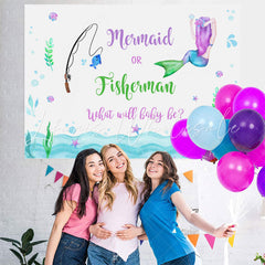 Lofaris Mermaid Or Fisherman Under The Sea Baby Shower Backdrop