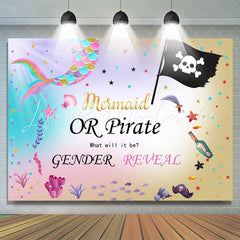 Lofaris Mermaid Or Pirate What Will Be Baby Shower Backdrop