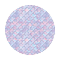 Lofaris Mermaid Scales Round Happy Birthday Backdrop For Party