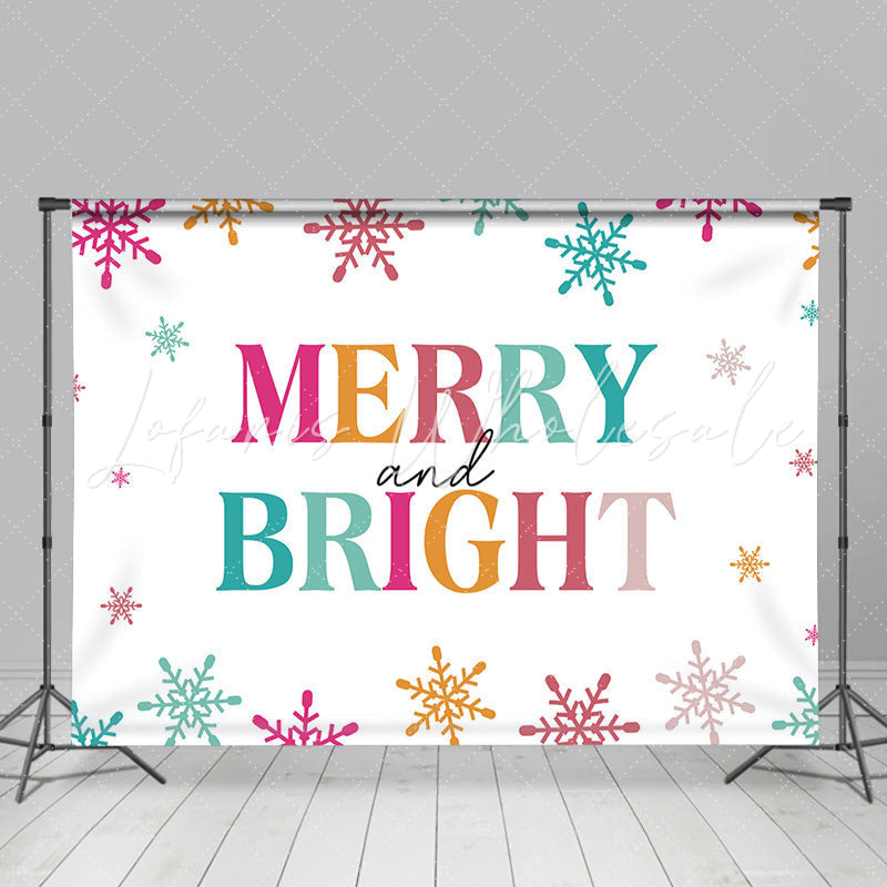 Lofaris Merry And Bright Colorful Snowflake Christmas Backdrop