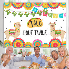 Lofaris Mexcia Taco Bout Twins Alpaca Baby Shower Backdrop