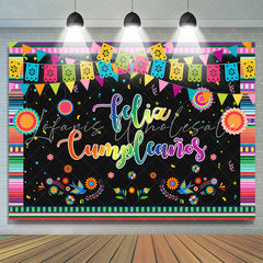 Lofaris Mexican Fiesta Flower Happy Birthday Backdrop