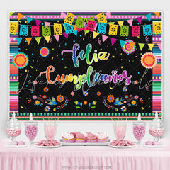 Lofaris Mexican Fiesta Flower Happy Birthday Backdrop