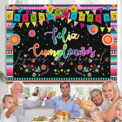 Lofaris Mexican Fiesta Flower Happy Birthday Backdrop