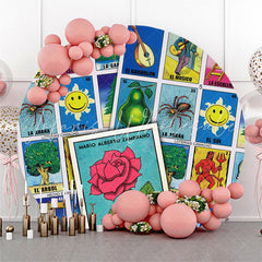 Lofaris Mexico Loteria Cards Themed Party Circle Backdrop