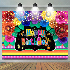 Lofaris Mexico Multicolor Floral Happy Birthday Backdrop