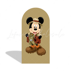 Mickey Minnie Safari Happy Birthday Party Arch Backdrop Wall Cloth Cover