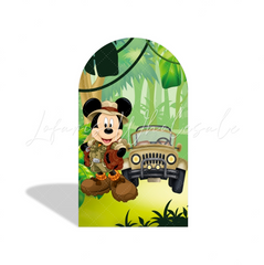 Mickey Safari Wild Happy Birthday Party Arch Backdrop Wall Cloth Cover