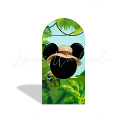 Mickey Safari Wild Happy Birthday Party Arch Backdrop Wall Cloth Cover