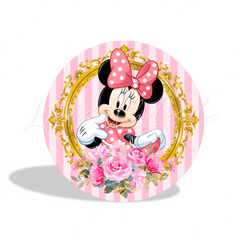 Minnie Theme Birthday Party Round Backdrop Cover Plinth Cylinder Pedestal Cover