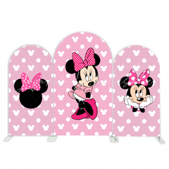 Minnie Theme Happy Birthday Party Arch Backdrop Wall Cloth Cover