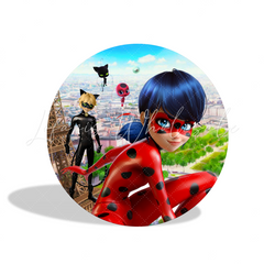 Miraculous Ladybug And Cat Noir Birthday Party Round Backdrop Cover Cylinder Pedestal Cloth Cover