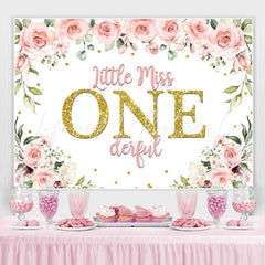 Lofaris Miss Onederful Watercolor Floral 1st Birthday Backdrop