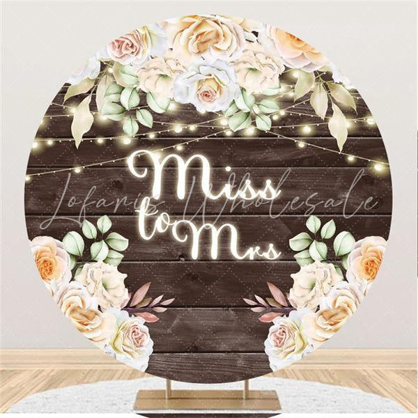 Lofaris Lighting Florar Wooden Circle Bridal Shower Backdrop