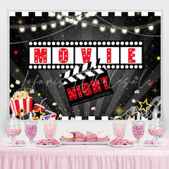 Lofaris Moive Night Black Red Lights Party Backdrop for Birthday