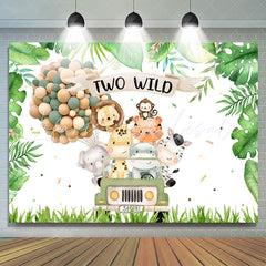 Lofaris Monstera Two Wild Animals 2nd Birthday Backdrop