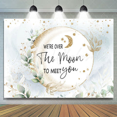 Lofaris Moon Gold Glitter Leaves Boho Baby Shower Backdrop