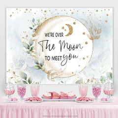 Lofaris Moon Gold Glitter Leaves Boho Baby Shower Backdrop