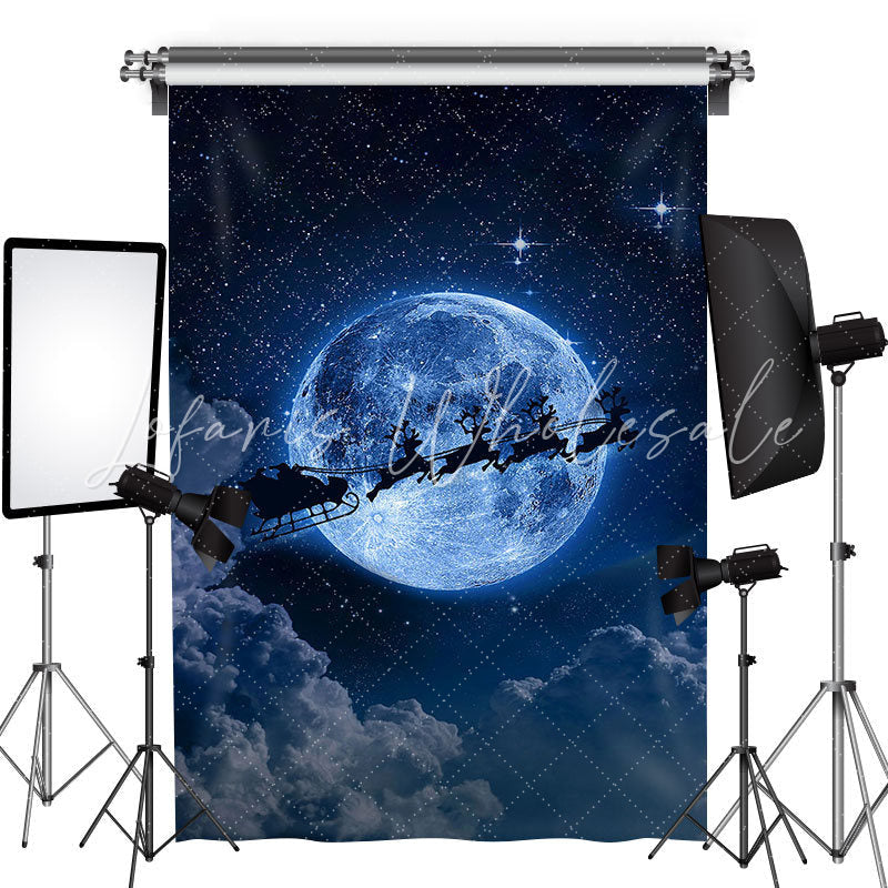 Lofaris Moon Starry Elks Cloud Christmas Photoshoot Backdrop