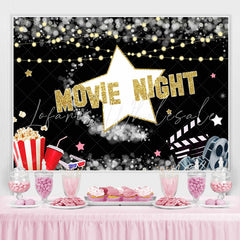 Lofaris Movie Night Black and Popcorn Bucket Birthday Backdrop