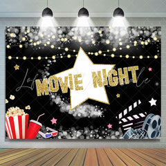 Lofaris Movie Night Black and Popcorn Bucket Birthday Backdrop