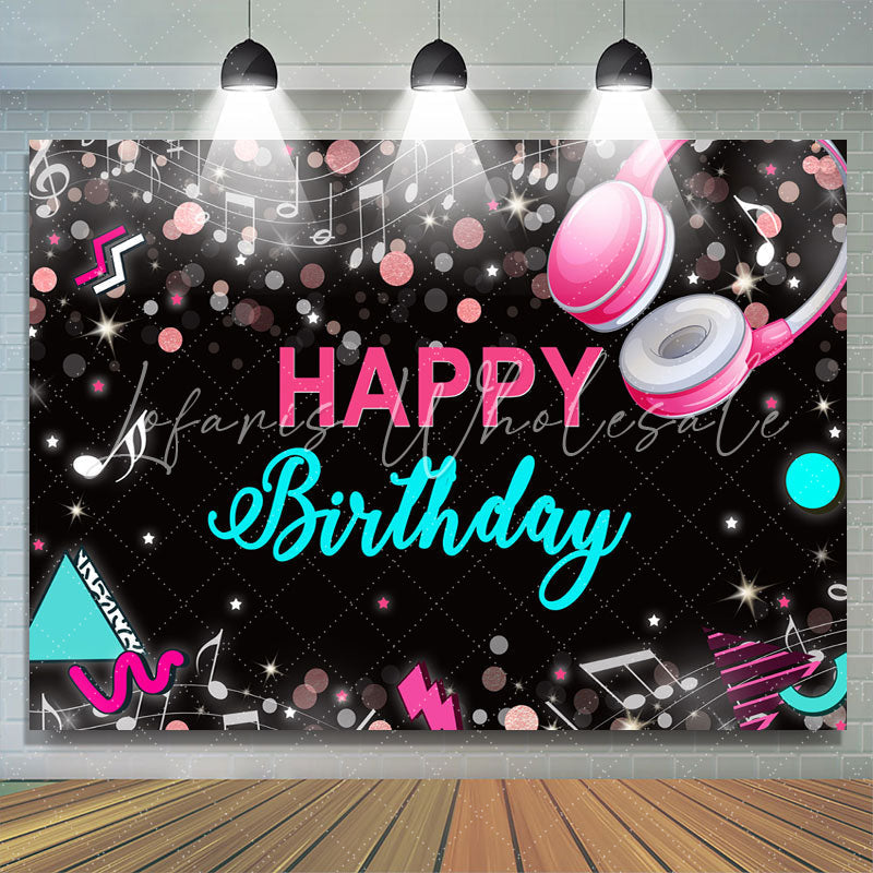 Lofaris Musical And Glitter Abstract Happy Birthday Backdrop