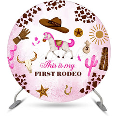 Lofaris My First Rodeo Horse Round 1st Birthday Backdrop