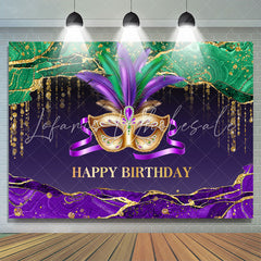 Lofaris Mystical Masquerade Purple Happy Birthday Backdrop