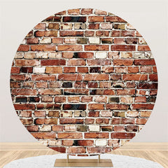 Lofaris Nature Simple Brown Bricks Round Birthday Party Backdrop