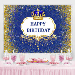 Lofaris Navy Blue and Golden Bokeh Glitter Birthday Backdrop