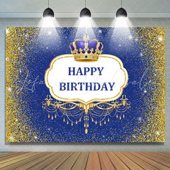 Lofaris Navy Blue and Golden Bokeh Glitter Birthday Backdrop