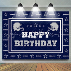 Lofaris Navy Blue Cowboy Football Happy Birthday Backdrop