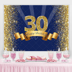 Lofaris Navy Blue Gold Bokeh Happy 30th Birthday Backdrop