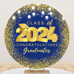 Lofaris Navy Blue Gold Spot Light Circle Graduation Backdrop