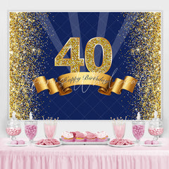 Lofaris Navy Blue Golden Glitter Happy 40Th Birthday Backdrop