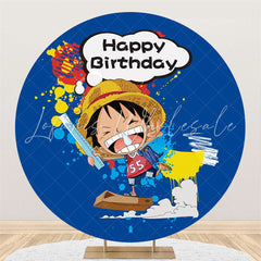 Lofaris Navy Blue Graffiti Little Boy Round Birthday Backdrop