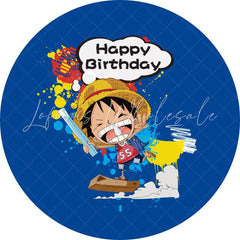 Lofaris Navy Blue Graffiti Little Boy Round Birthday Backdrop