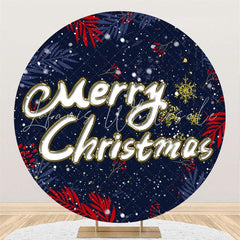 Lofaris Navy Blue Snowflake Round Merry Chrismas Backdrops