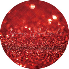 Lofaris Navy Red Bokeh Glitter Round Happy Birthday Backdrop