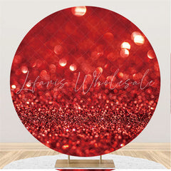 Lofaris Navy Red Bokeh Glitter Round Happy Birthday Backdrop