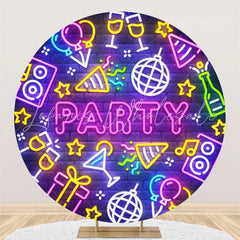 Lofaris Neon Light Brick Wall Circle Dance Party Backdrop