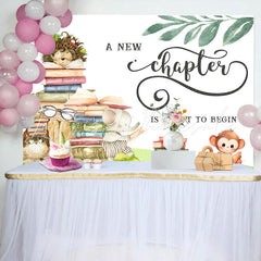 Lofaris New Chapter Begin Cute Animals Baby Shower Backdrop