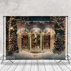 Lofaris Night Light Snow White Door Christmas Trees Backdrop