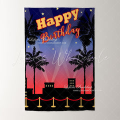 Lofaris Nightfall Coconut Palm Dim Happy Birthday Backdrop