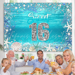 Lofaris Ocean Blue Shell Sweet 16 Birthday Party Backdrop