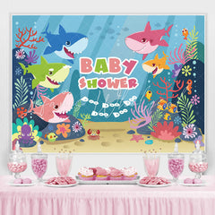 Lofaris Ocean Shark Themed Blue Baby Shower Party Backdrop