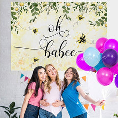 Lofaris Oh Babee Honey Sunflower Backdrop for Baby Shower