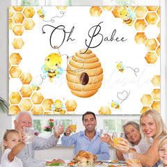 Lofaris Oh Babee Yellow And White Backdrop For Baby Shower