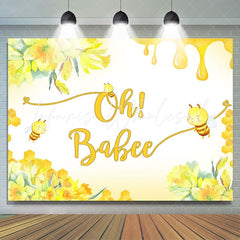 Lofaris Oh Babee Yellow Floral Baby Shower Backdrop for Decoration